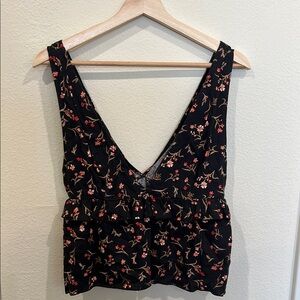 Floral Black Sleeveless Top